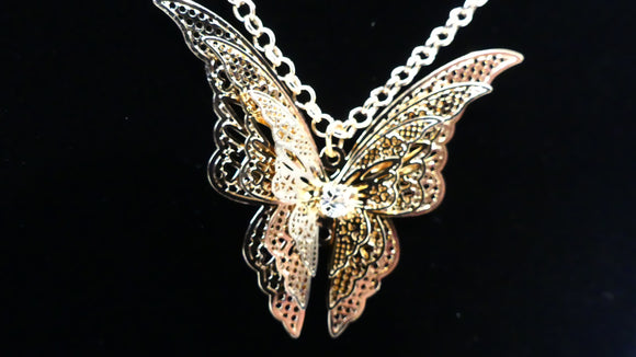 Layered Golden Butter Fly Necklace